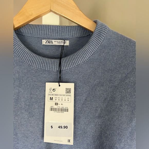 Zara Knit sweater. Light blue size medium new with tags - Picture 2 of 3